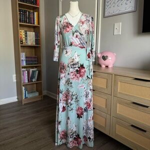 pink blush floral maxi dress